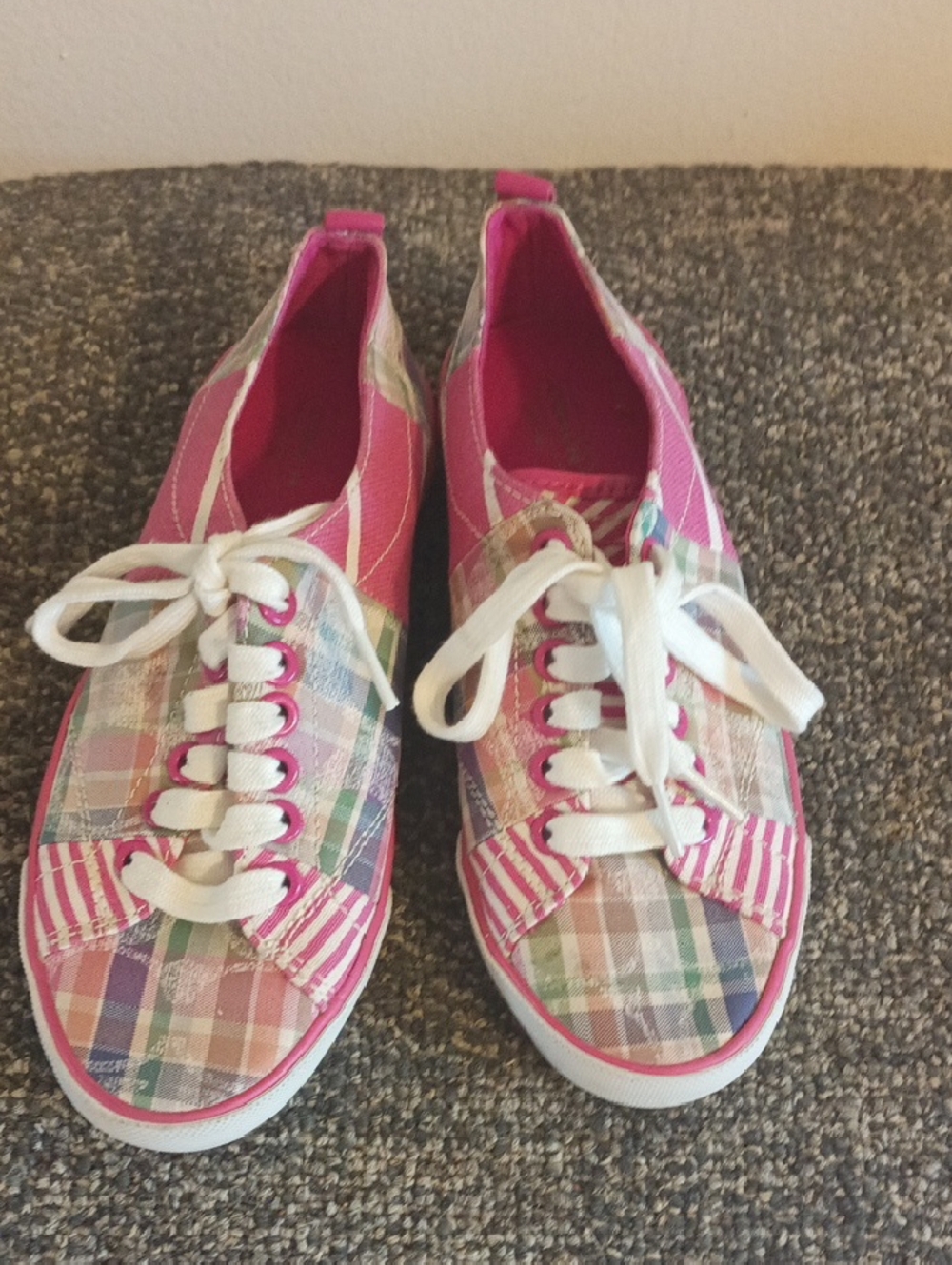 Coach Pink Plaid Canvas Lace-Up Women's Sneakers Size 6